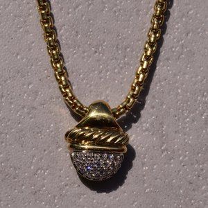 Vintage David Yurman Signed Diamond Acorn In Yellow Gold